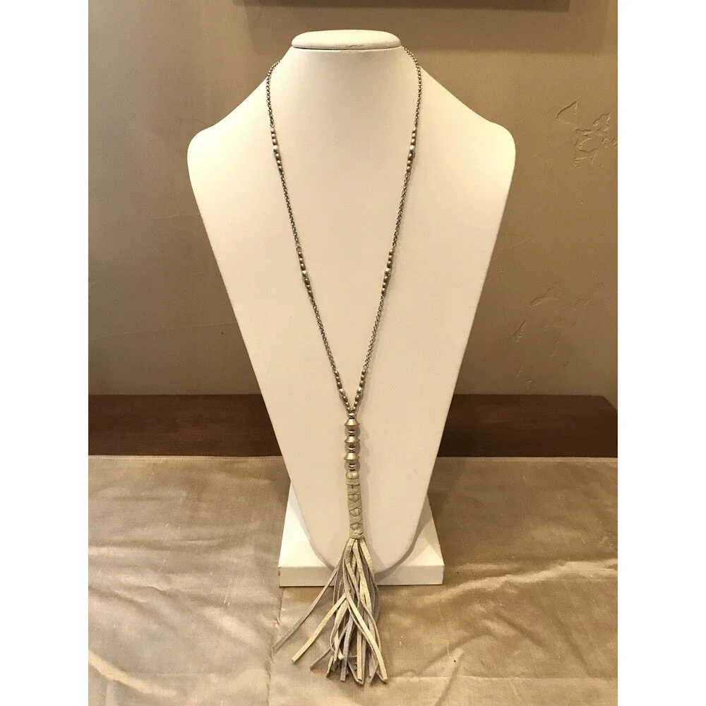 Lucky Brand Leather Tassel Pendant Necklace